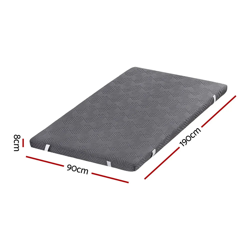Giselle 8cm Memory Foam Mattress Topper Gel Dual Layer Foam Bamboo Single - Image 2