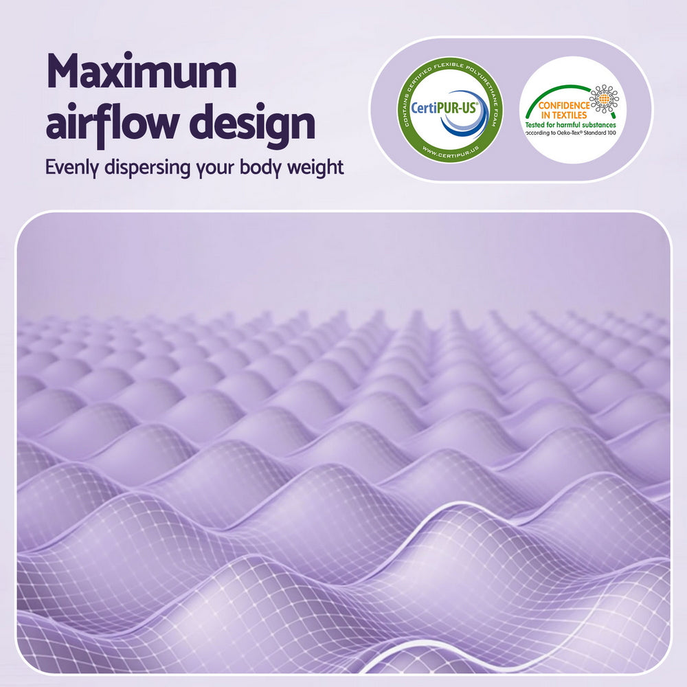 Giselle 5cm Memory Foam Mattress Topper Lavender Infused Egg Crate Pad Mat Double - Image 4