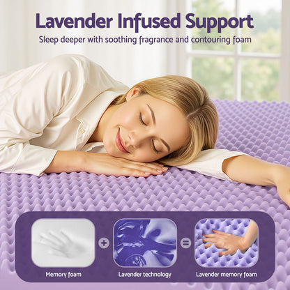 Giselle 5cm Memory Foam Mattress Topper Lavender Infused Egg Crate Pad Mat King - Image 5