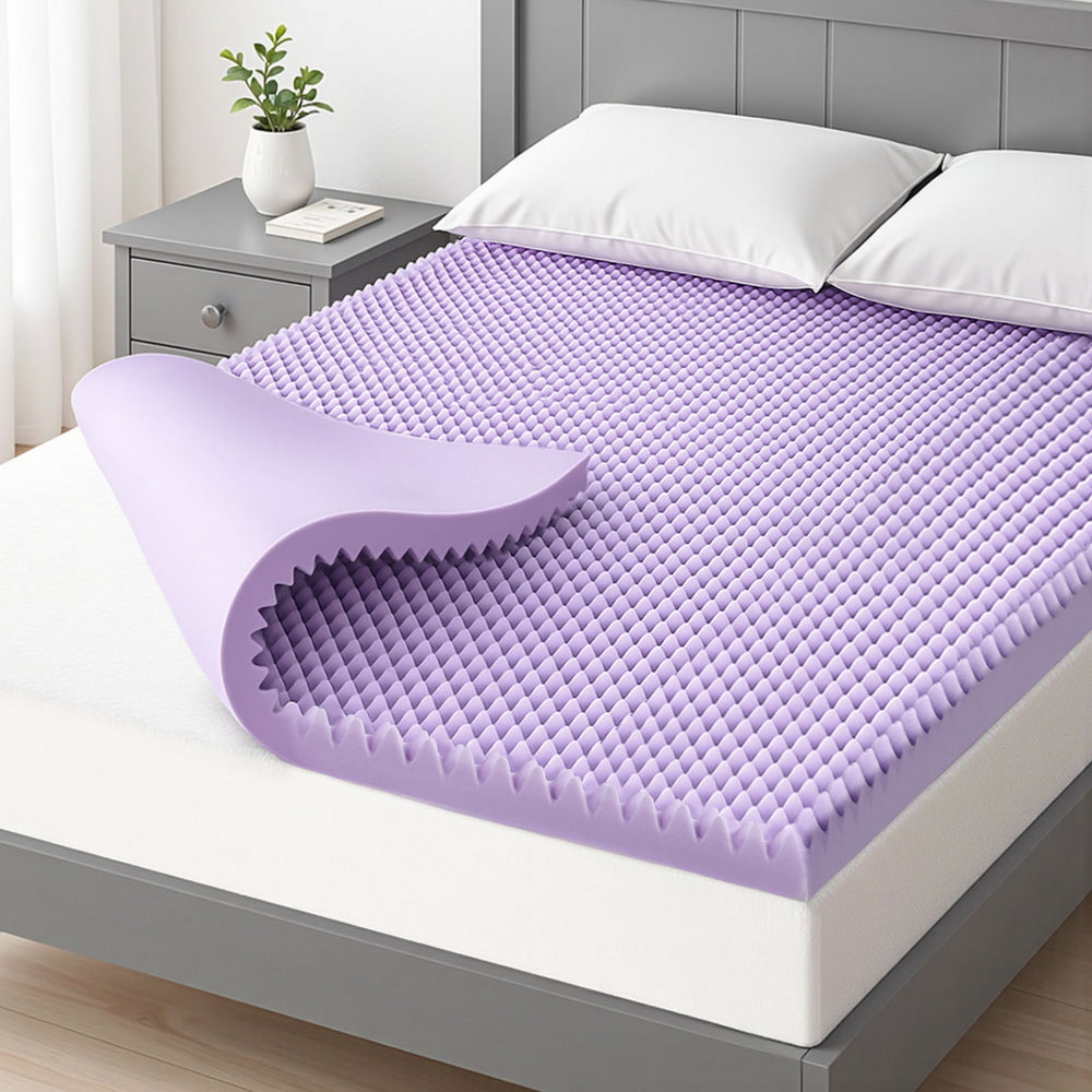 Giselle 5cm Memory Foam Mattress Topper Lavender Infused Egg Crate Pad Mat King - Image 7
