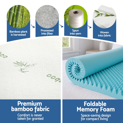 Giselle 8cm Memory Foam Mattress Topper Gel Egg Crate Foam Bamboo King - Image 6