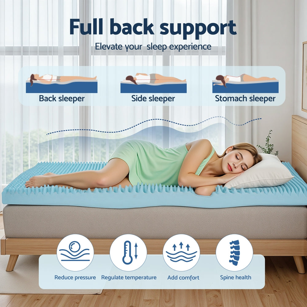 Giselle 8cm Memory Foam Mattress Topper Gel Egg Crate Foam Bamboo Queen - Image 4