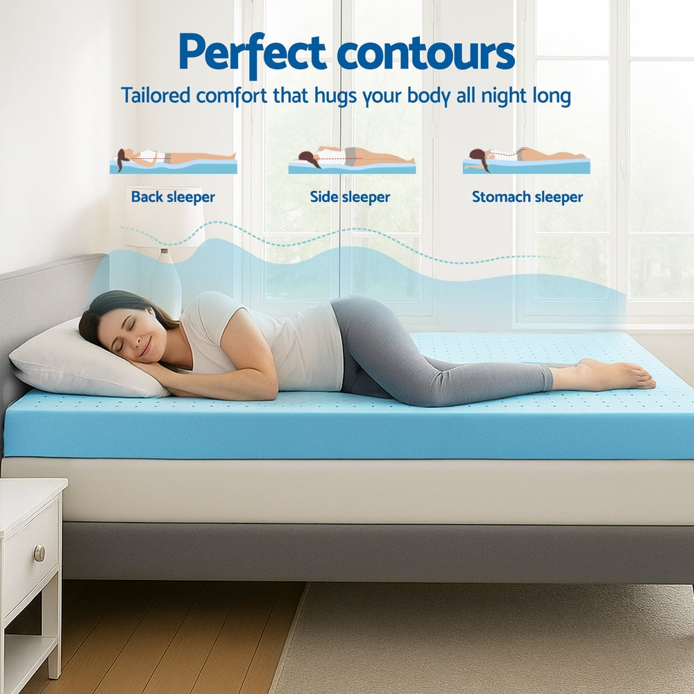 Giselle 12cm Memory Foam Mattress Topper Ventilated Cool Gel Bamboo Cover Queen - Image 4