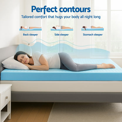 Giselle 12cm Memory Foam Mattress Topper Ventilated Cool Gel Bamboo Cover Queen - Image 4