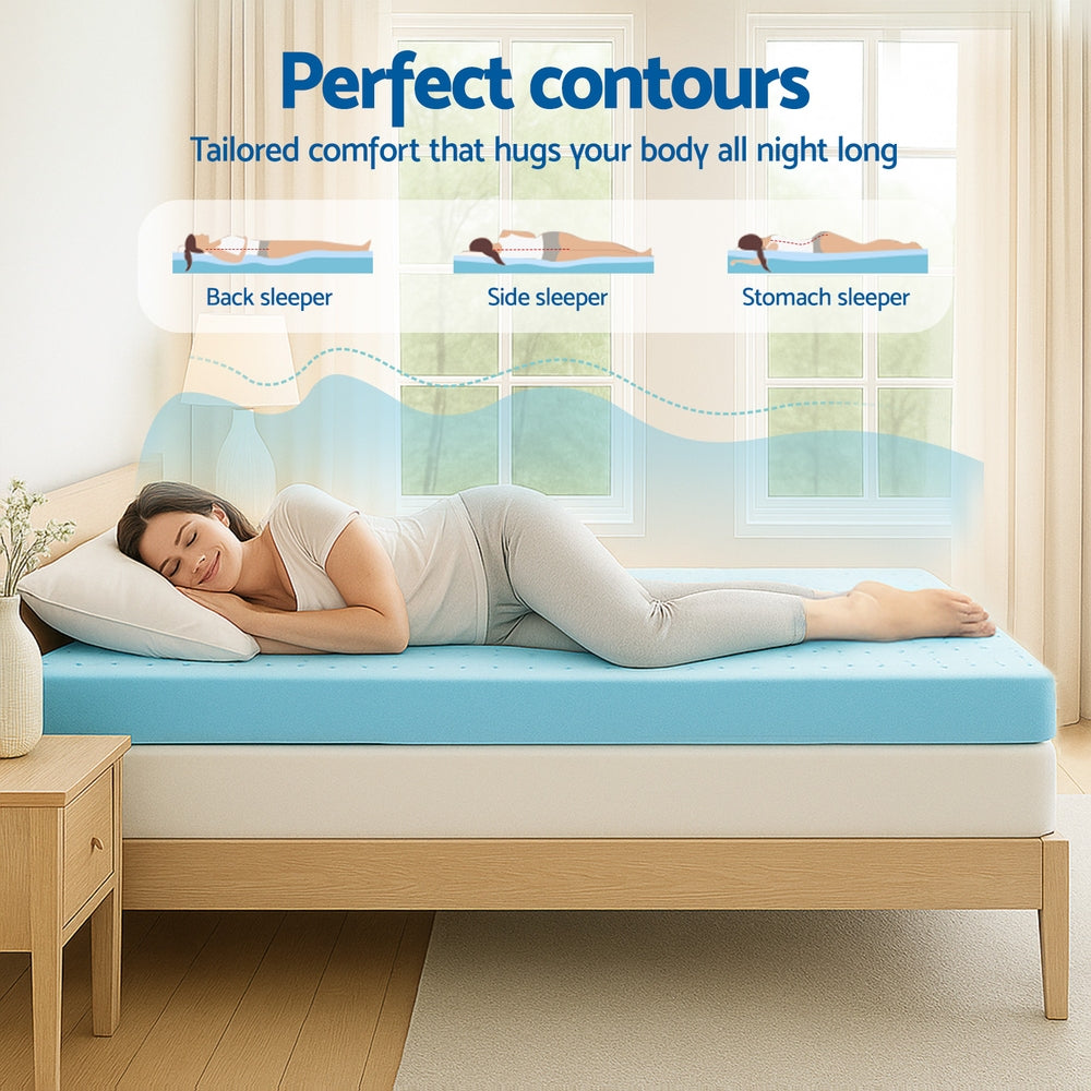 Giselle 12cm Memory Foam Mattress Topper Ventilated Cool Gel Bamboo Cover Single - Image 4