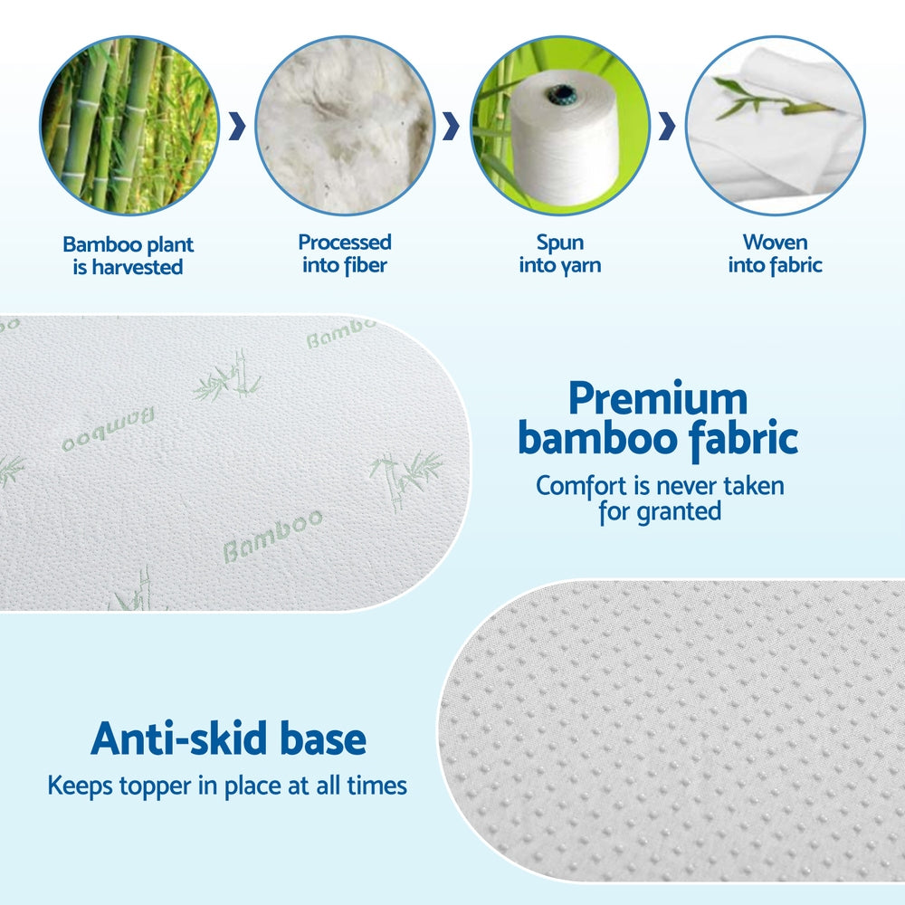 Giselle 12cm Memory Foam Mattress Topper Ventilated Cool Gel Bamboo Cover Single - Image 6