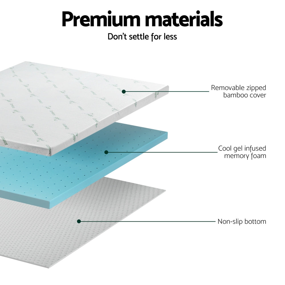 Giselle Bedding Memory Foam Mattress Topper Ventilated Cool Gel 5cm Queen - Image 6
