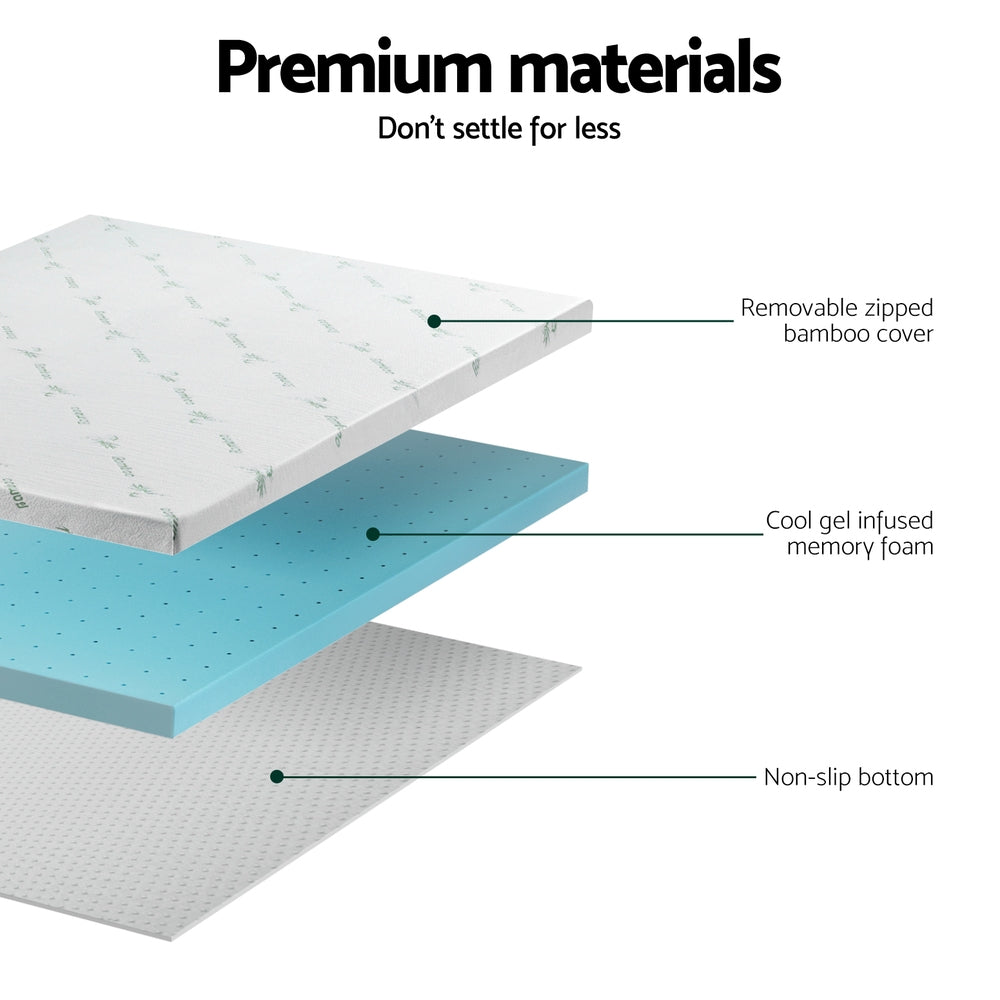 Giselle Bedding Memory Foam Mattress Topper Ventilated Cool Gel 8cm Double - Image 6