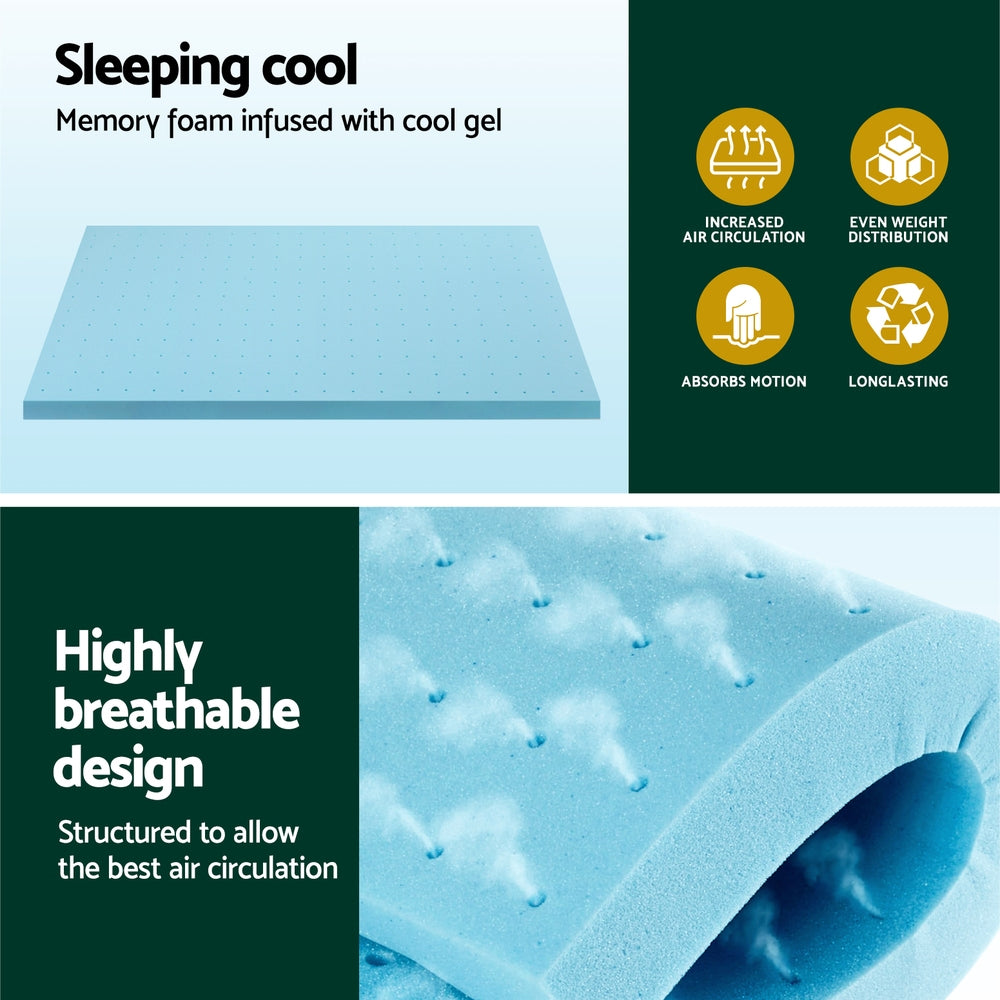 Giselle Bedding Memory Foam Mattress Topper Ventilated Cool Gel 8cm King Single - Image 4