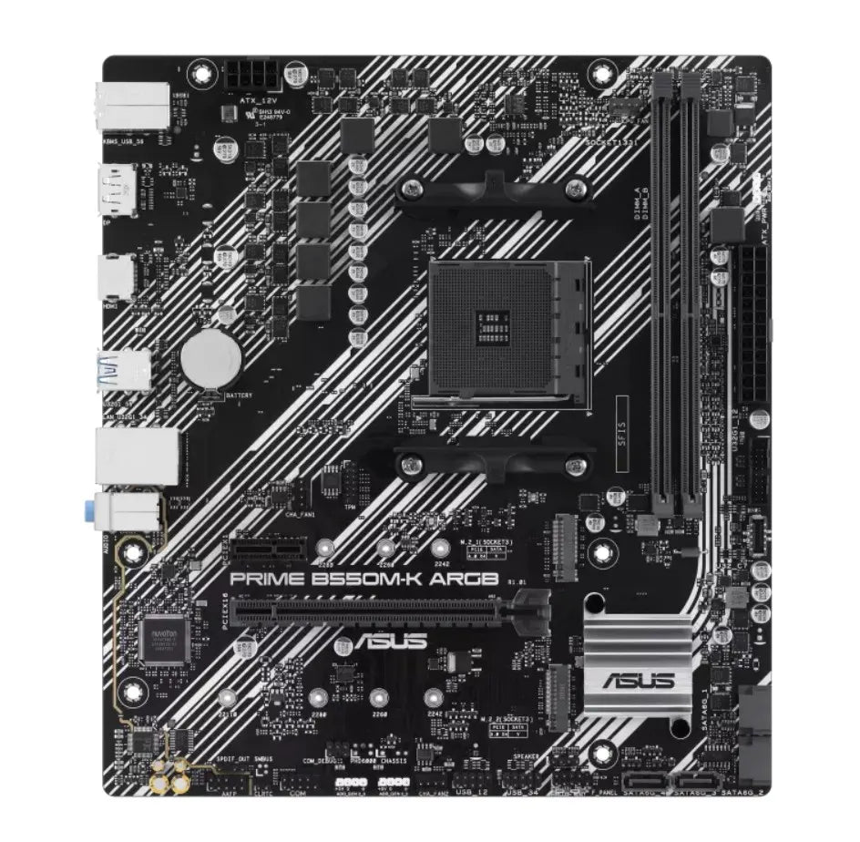 ASUS AMD B550M PRIME B550M-K ARGB (Ryzen AM4) Micro-ATX Motherboard 2x DDR4 64GB,  Dual M.2,  PCI...