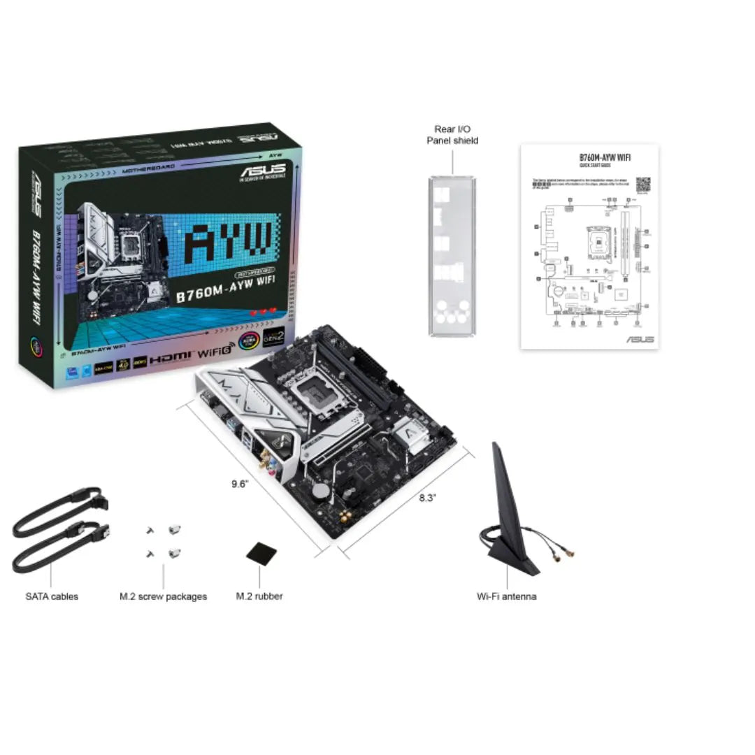 ASUS B760M-AYW WIFI Intel LGA1700 mATX Motherboard, DDR5 96GB 8000(OC), PCIe 4.0, 2xM.2, 2.5GbE,... - Image 4