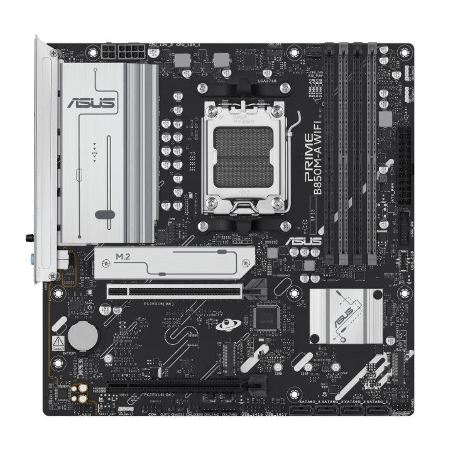 ASUS AMD B850M PRIME B850M-A WIFI-CSM (AM5) mATX Motherboard, DDR5, Max 256GB, 1 x PCIe 5.0 x16 s...