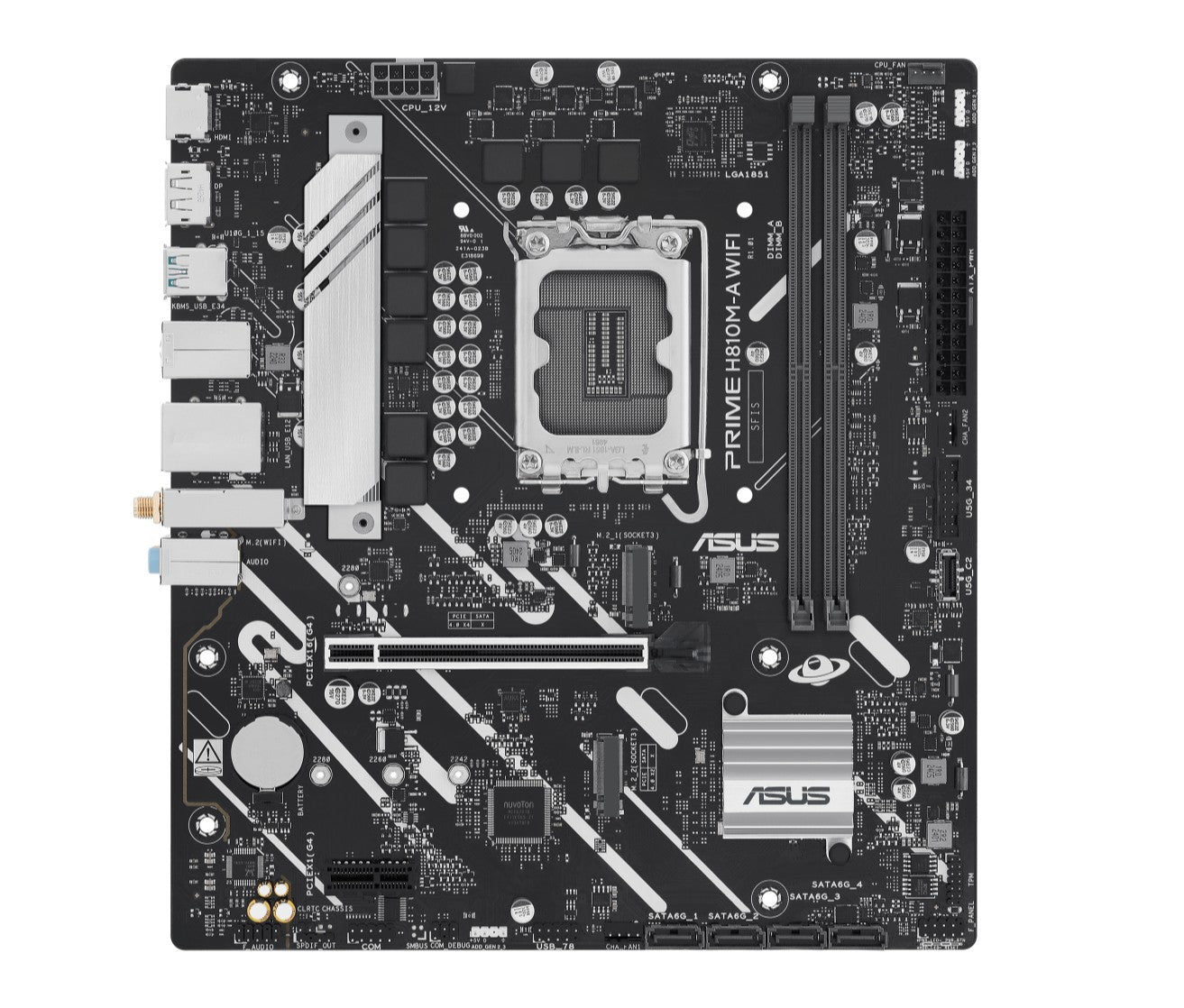 ASUS PRIME H810M-A WIFI-CSM Micro-ATX Motherboard Up to 128GB DDR5 (2x Slots), 1 x PCIe 4.0,  2 x...
