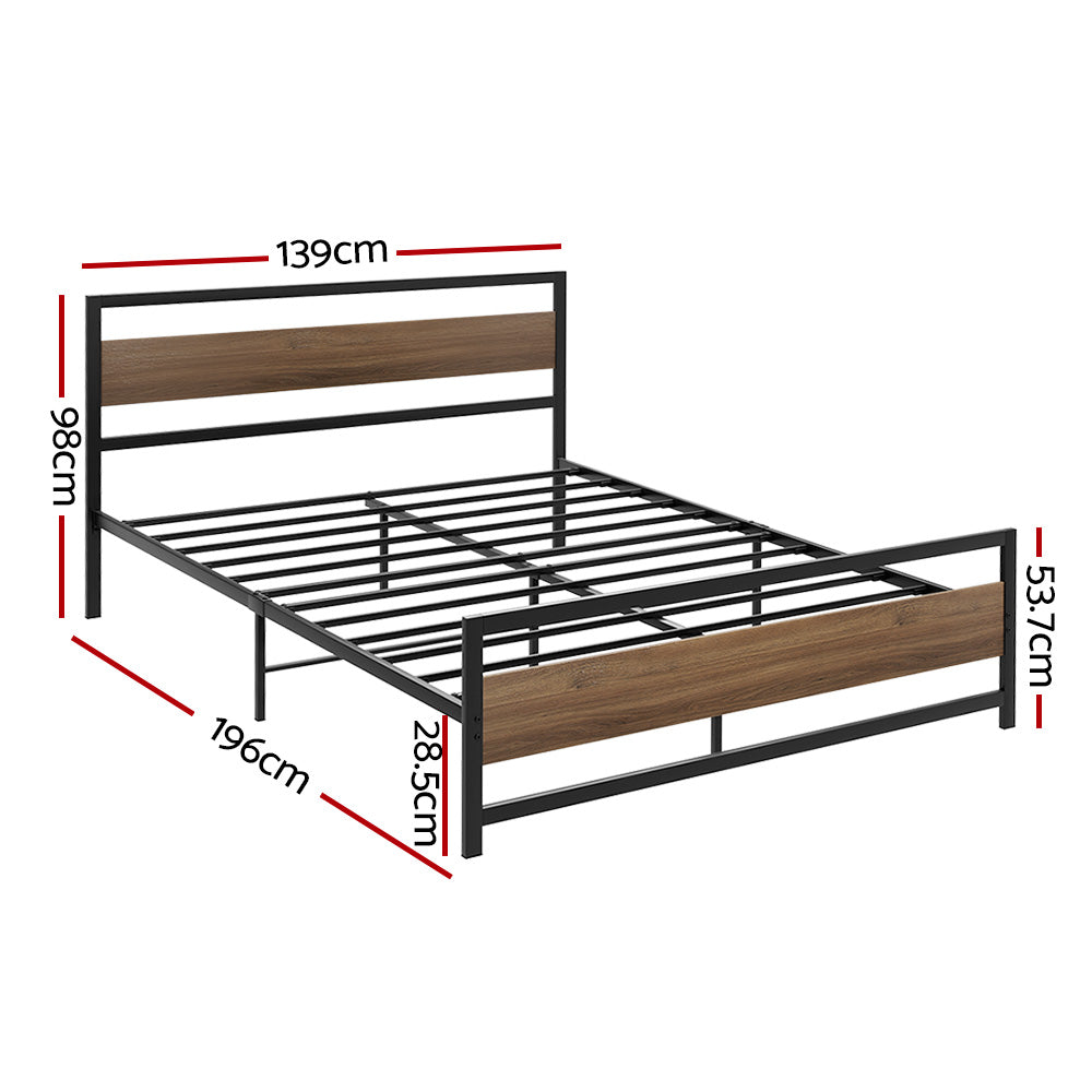Artiss Bed Frame Double Size Metal Base Mattress Platform Foundation Black DREW - Image 2