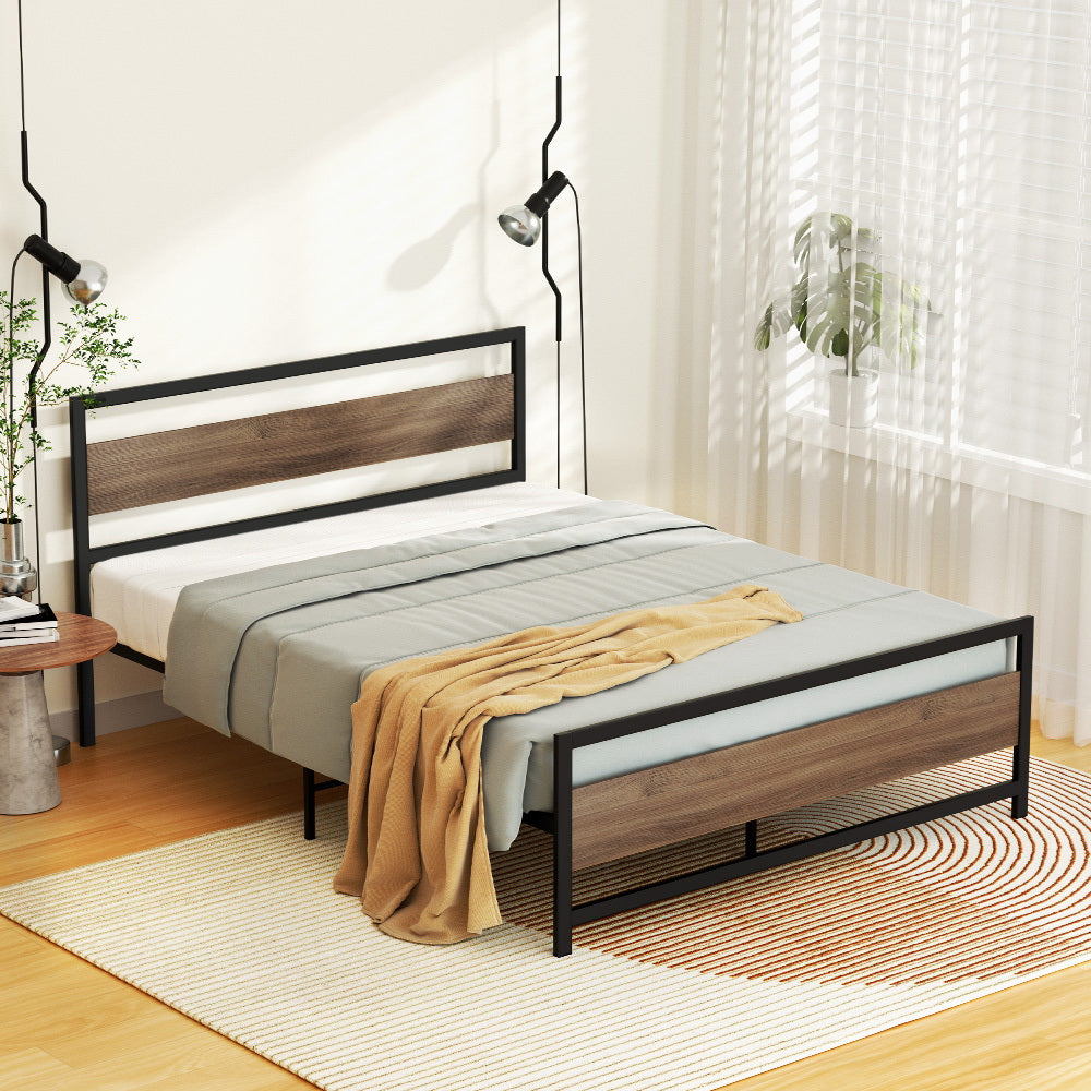 Artiss Bed Frame Double Size Metal Base Mattress Platform Foundation Black DREW - Image 5