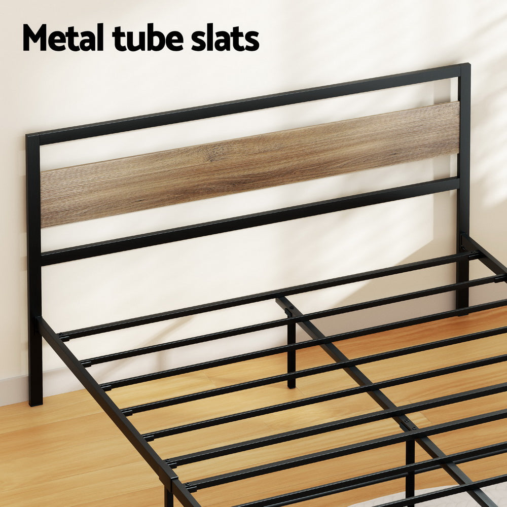 Artiss Bed Frame Double Size Metal Base Mattress Platform Foundation Black DREW - Image 6