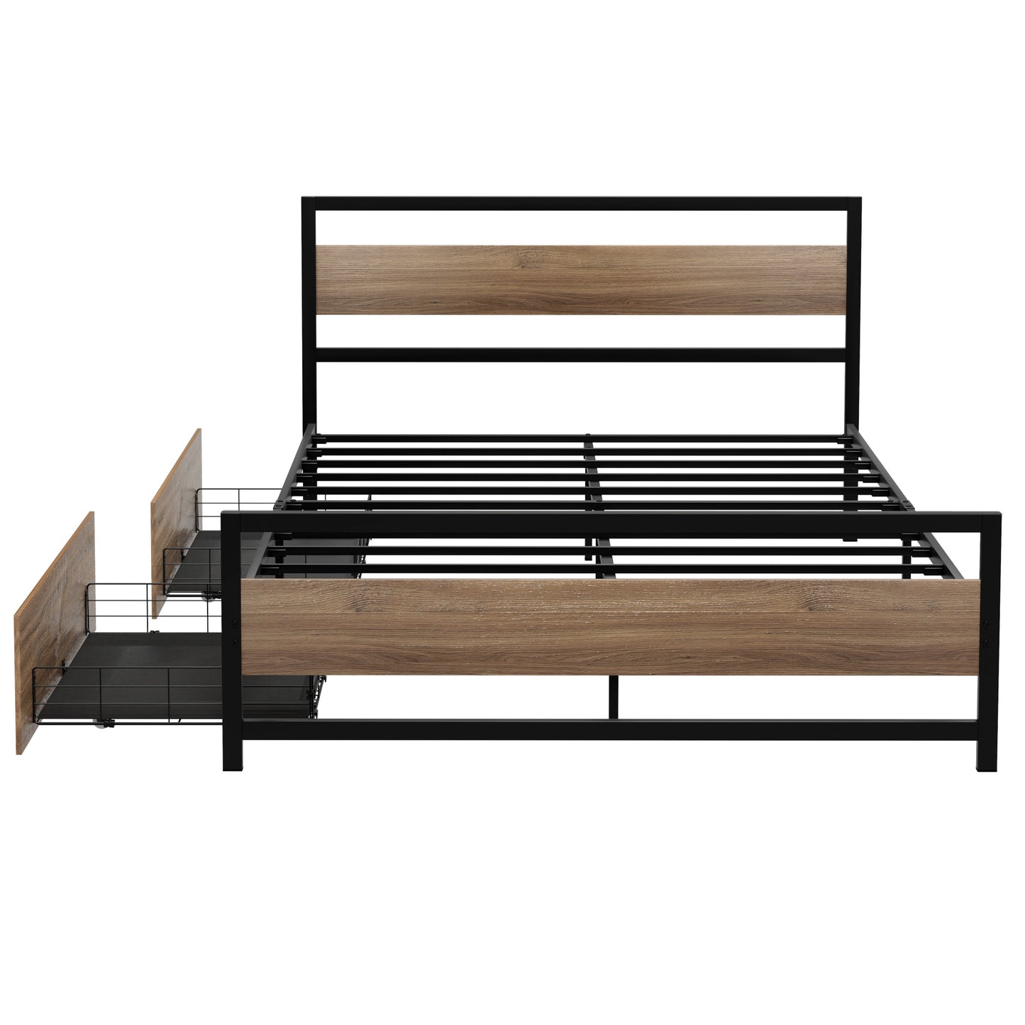 Artiss Bed Frame Double Size Metal Frame with 2 Drawers DREW - Image 3
