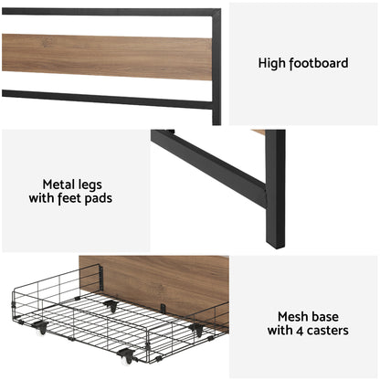 Artiss Bed Frame Double Size Metal Frame with 2 Drawers DREW - Image 6