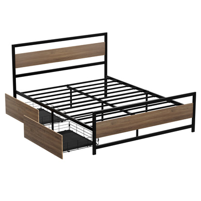 Artiss Bed Frame Double Size Metal Frame with 2 Drawers DREW - Image 8