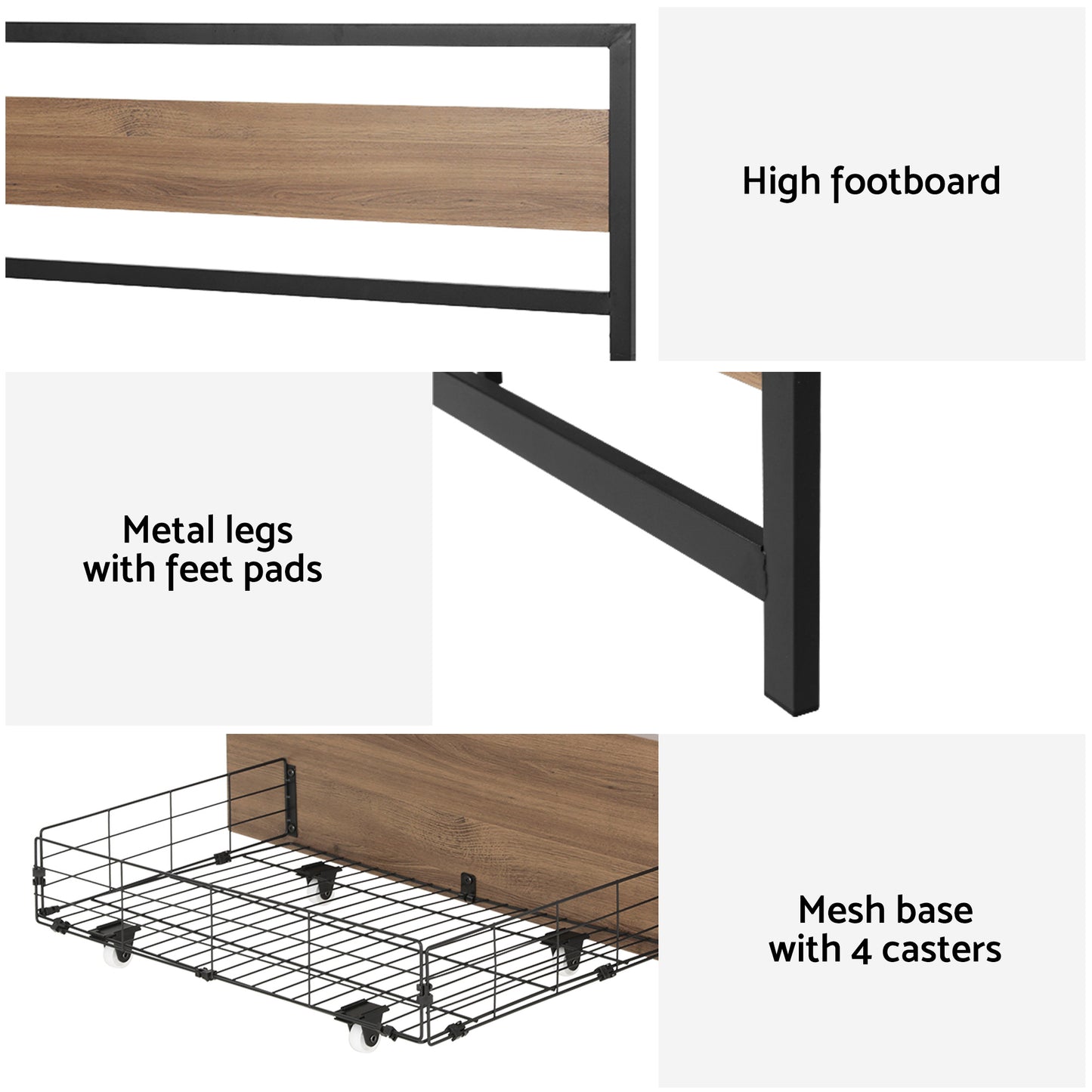 Artiss Bed Frame Queen Size Metal Frame with 2 Drawers DREW - Image 6