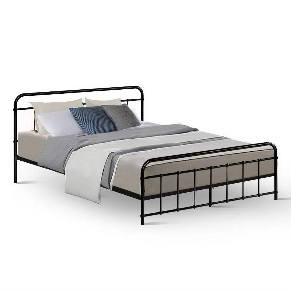 Artiss Bed Frame Metal Bed Frame LEO - Queen (Black) - Image 7