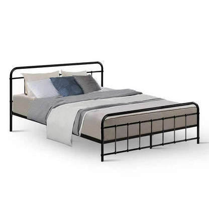 Artiss Bed Frame Metal Bed Frame LEO - Queen (Black) - Image 7