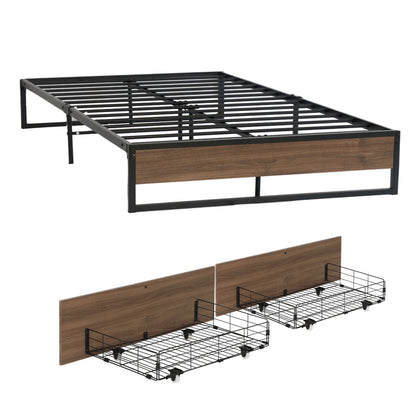 Artiss Bed Frame Metal Frame Double Size Bed Base 2 Drawers OSLO - Image 3