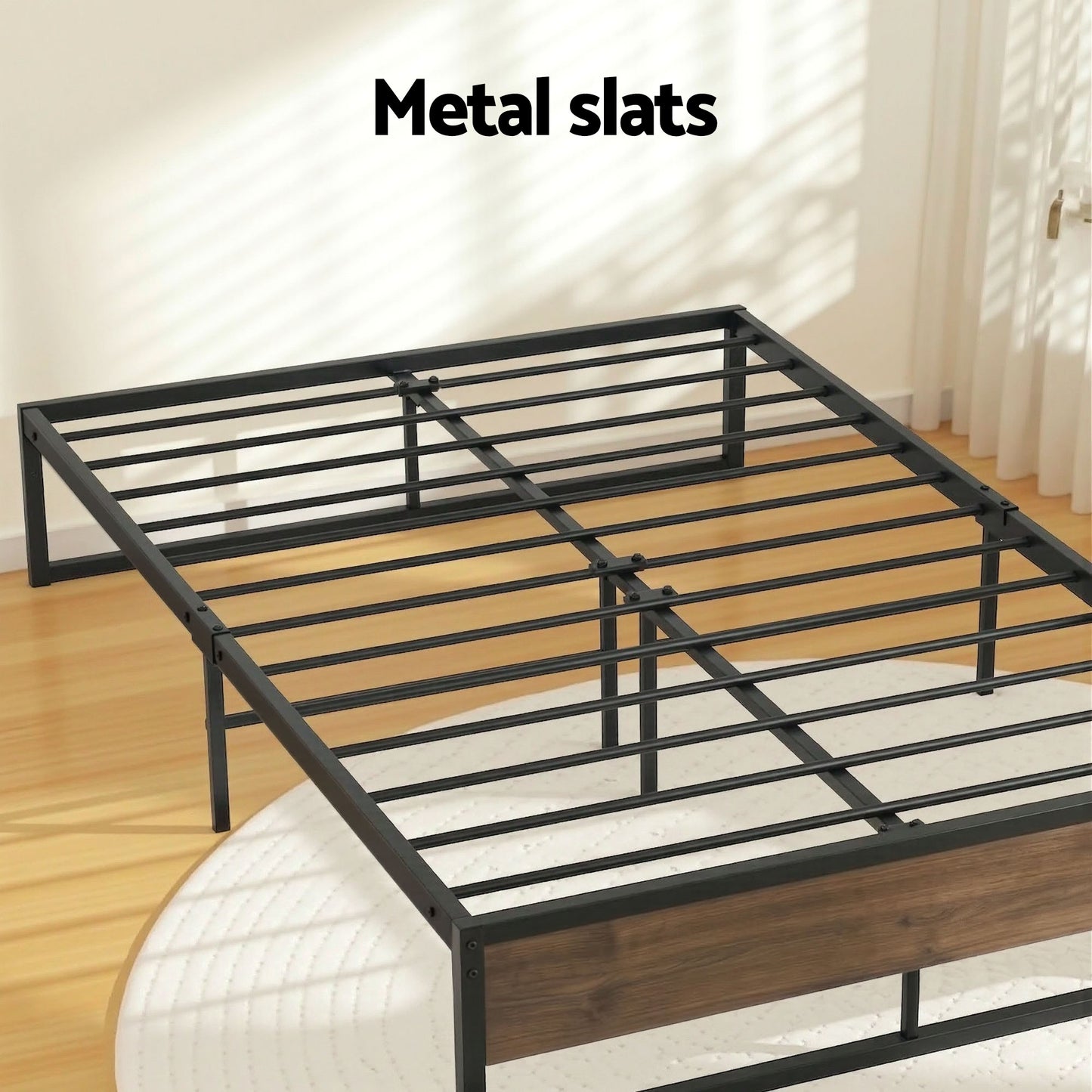 Artiss Bed Frame Metal Frame Queen Size Bed Base 2 Drawers OSLO - Image 5