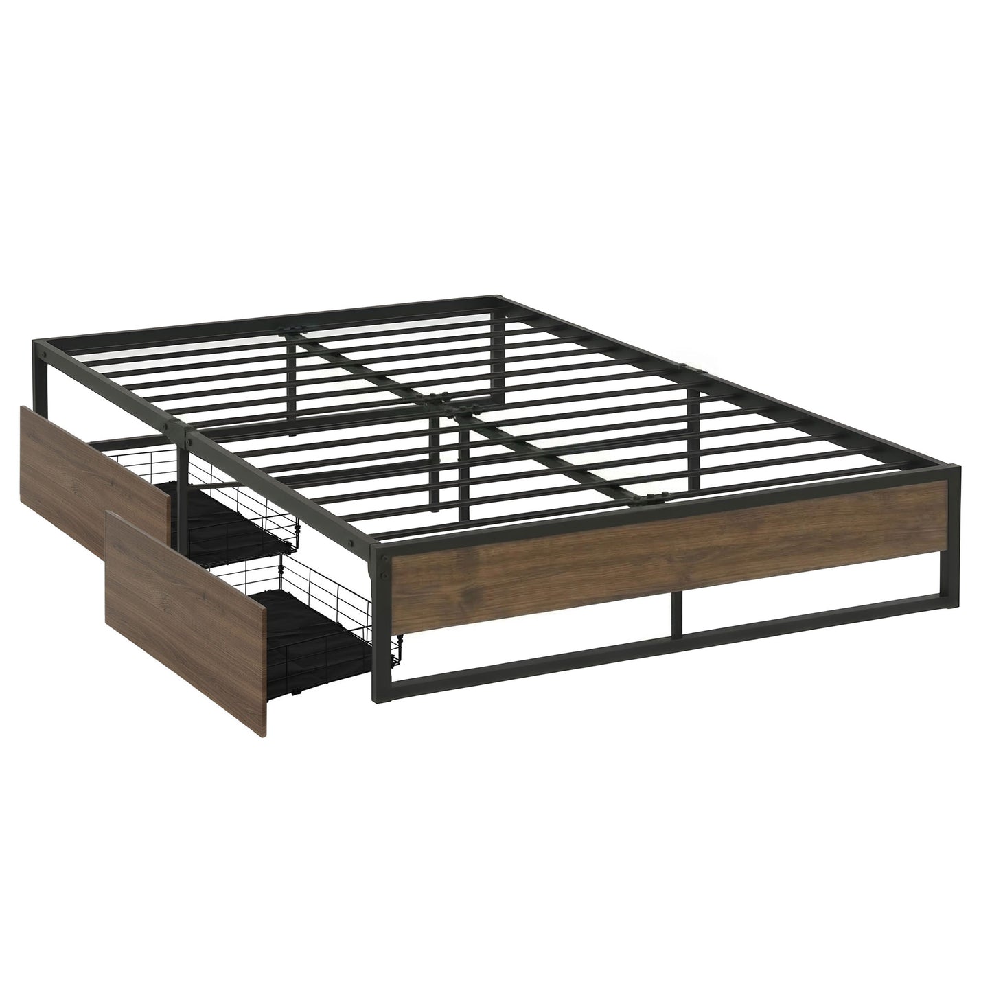 Artiss Bed Frame Metal Frame Queen Size Bed Base 2 Drawers OSLO - Image 8