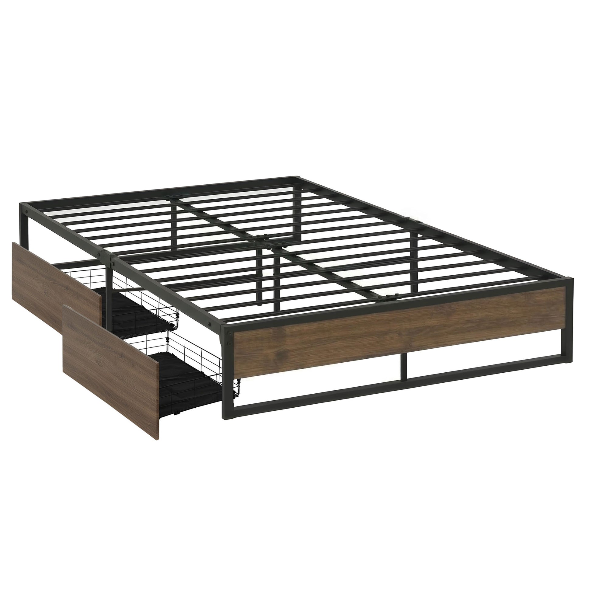 Artiss Bed Frame Metal Frame Queen Size Bed Base 2 Drawers OSLO - Image 8