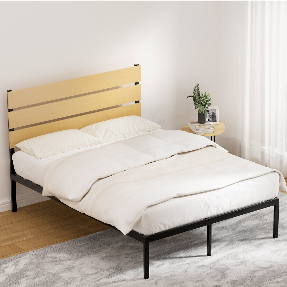 Artiss Bed Frame Double Size Metal Base Mattress Platform Foundation Black PAULA - Image 5