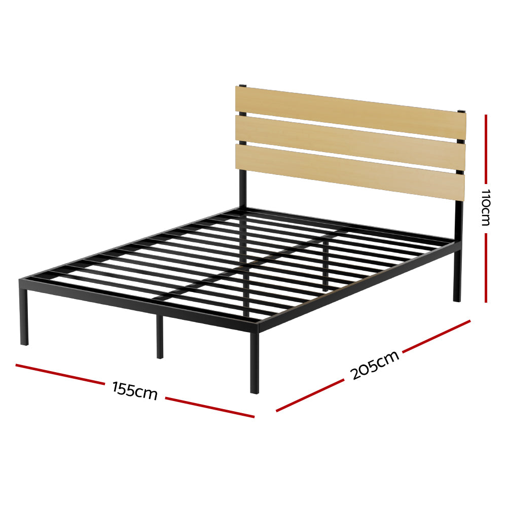 Artiss Bed Frame Queen Size Metal Base Mattress Platform Foundation Black PAULA - Image 2