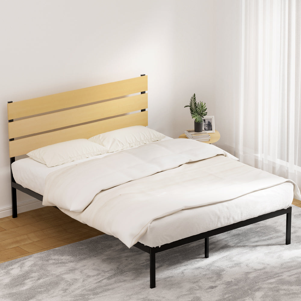 Artiss Bed Frame Queen Size Metal Base Mattress Platform Foundation Black PAULA - Image 5