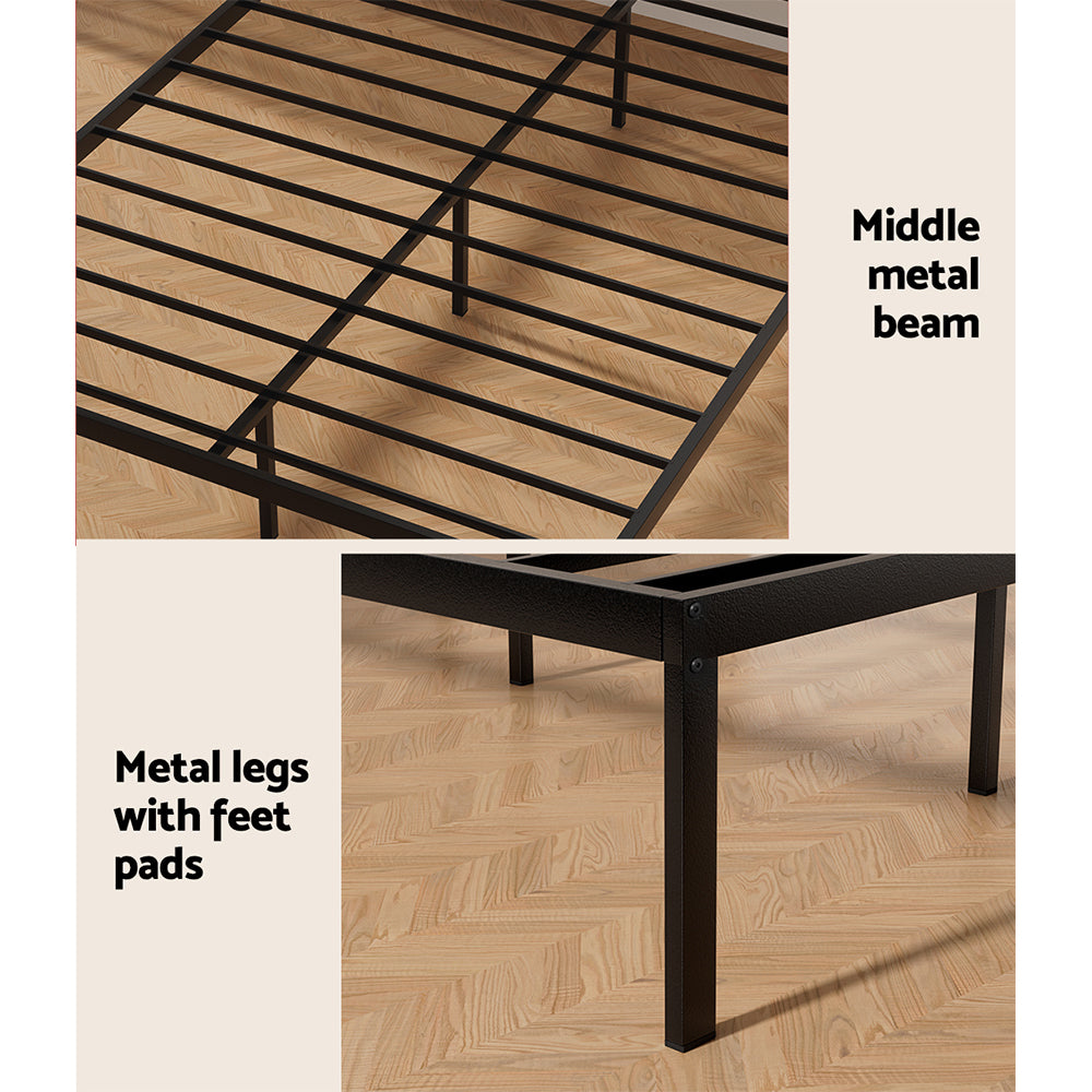 Artiss Bed Frame Queen Size Metal Base Mattress Platform Foundation Black PAULA - Image 7