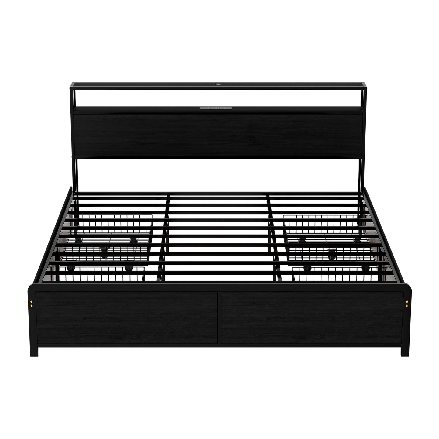 Artiss Metal Bed Frame King Size Storage Headboard Charge Station LED 4 Drawers - Image 3