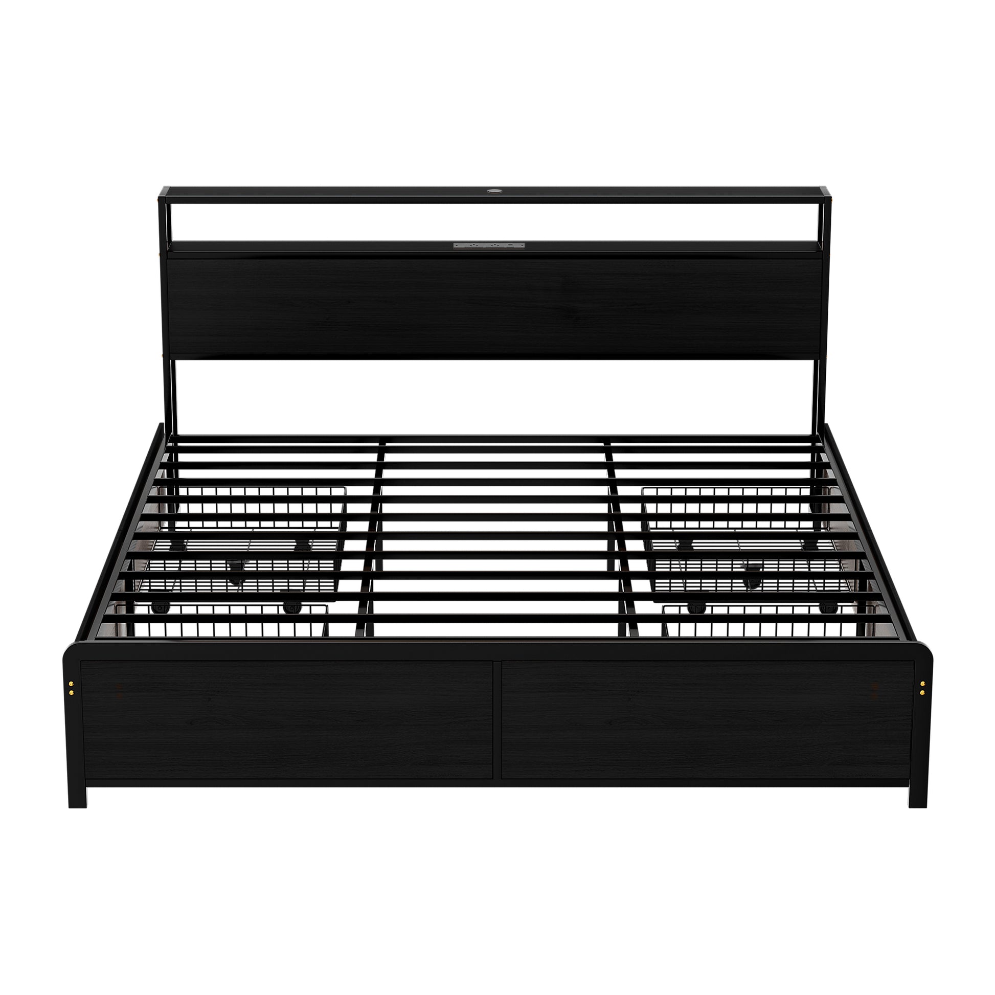 Artiss Metal Bed Frame King Size Storage Headboard Charge Station LED 4 Drawers - Image 3