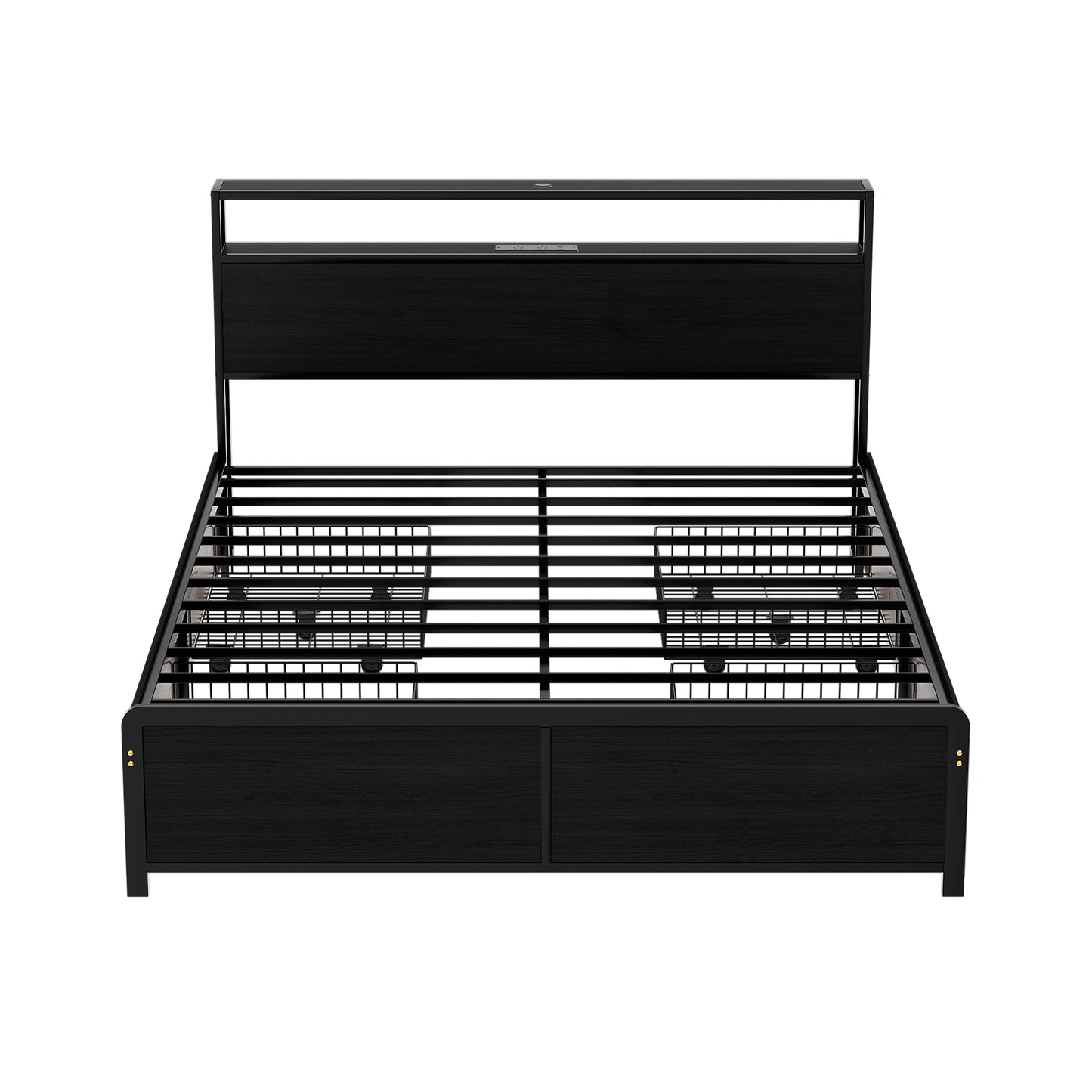 Artiss Metal Bed Frame Queen Size Storage Headboard Charge Station LED 4 Drawers - Image 3