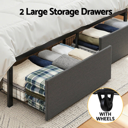 Artiss Metal Bed Frame King Size with 2-Tier Hidden Storage with Charging Station - Image 8