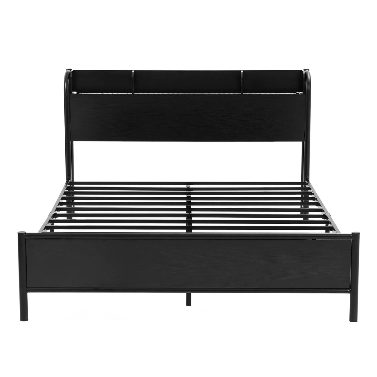 Artiss Bed Frame Queen Size with Storage Shelf Headboard Charging Station GRID - Image 3