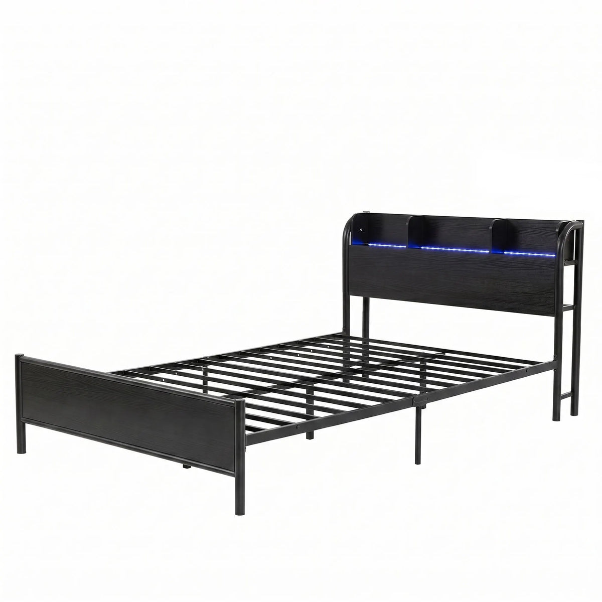 Artiss Bed Frame Single Size with Storage Shelf Headboard Charging Station GRID