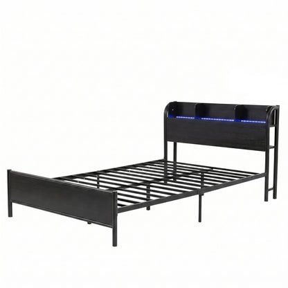 Artiss Bed Frame Single Size with Storage Shelf Headboard Charging Station GRID