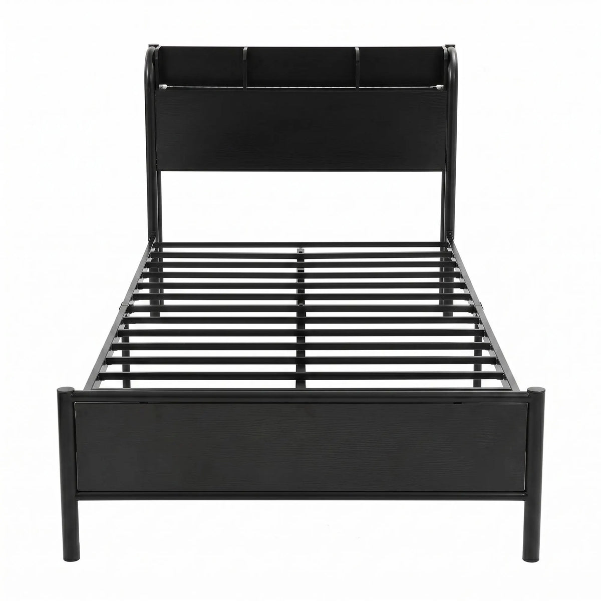 Artiss Bed Frame Single Size with Storage Shelf Headboard Charging Station GRID - Image 3