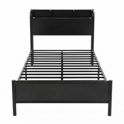 Artiss Bed Frame Single Size with Storage Shelf Headboard Charging Station GRID - Image 3