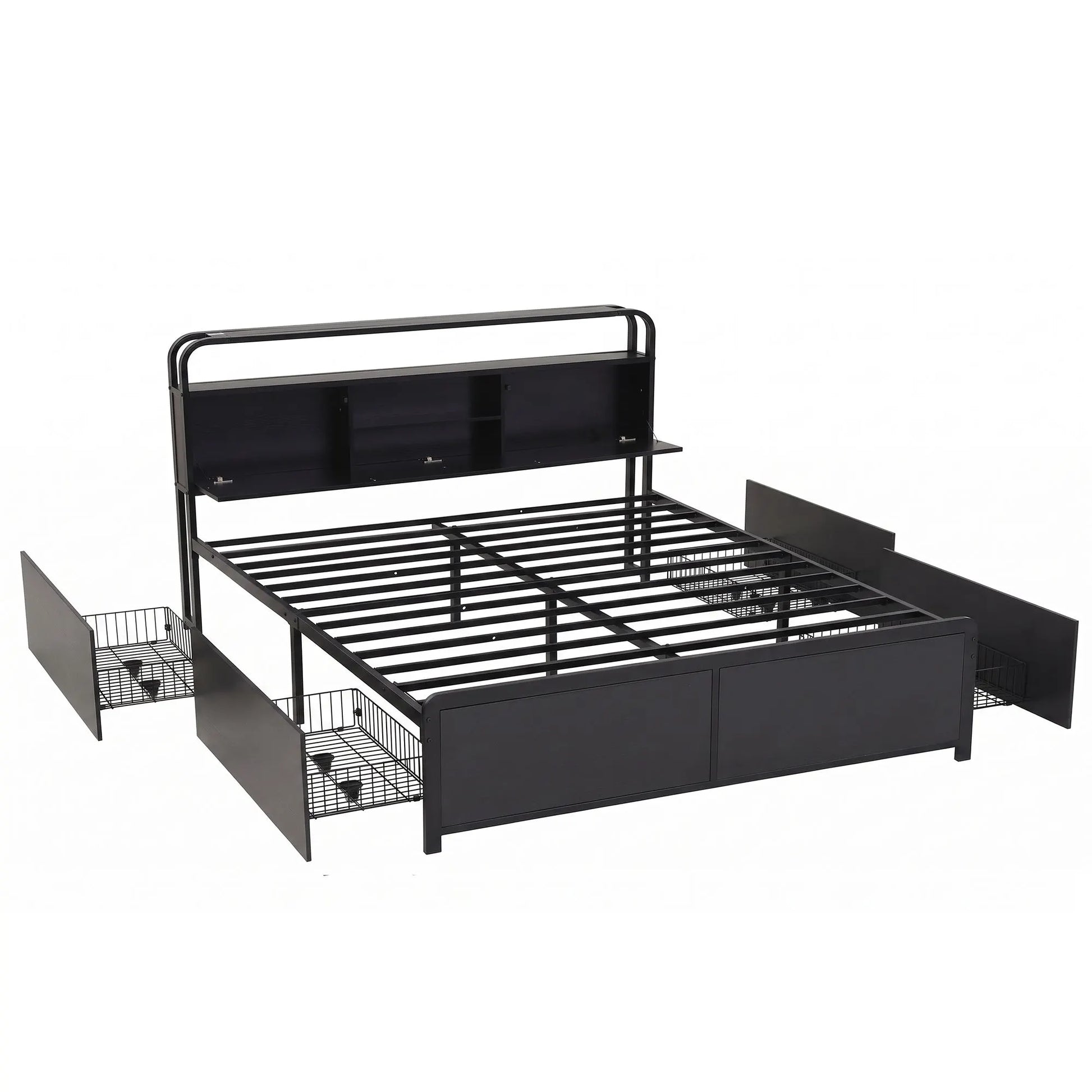Artiss King Metal Bed Frame 4 Drawers Hidden Storage Headboard HEDY - Image 2