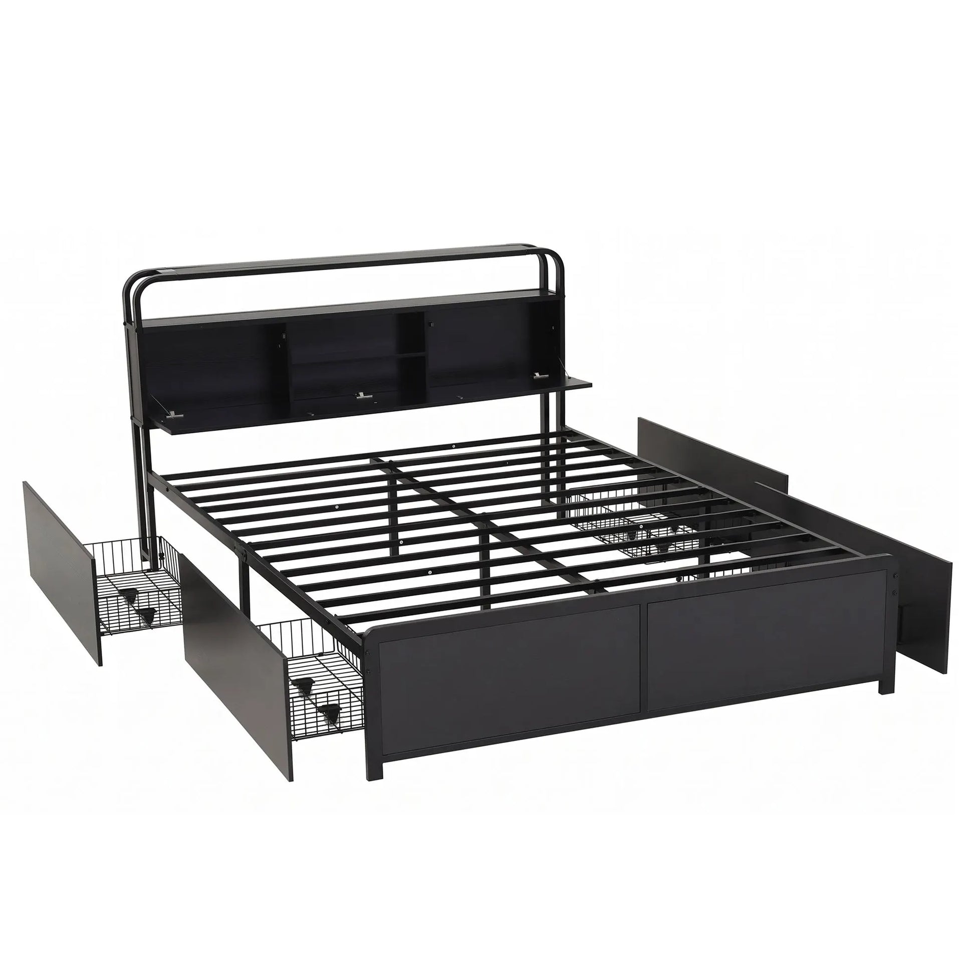 Artiss Queen Metal Bed Frame 4 Drawers Hidden Storage Headboard HEDY - Image 2