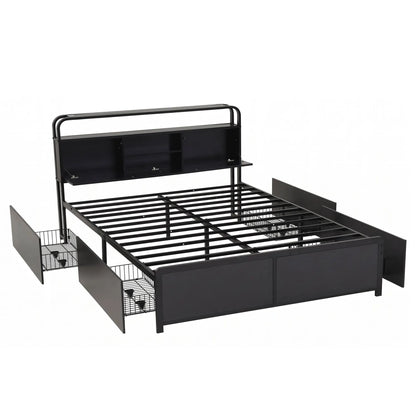 Artiss Queen Metal Bed Frame 4 Drawers Hidden Storage Headboard HEDY - Image 2