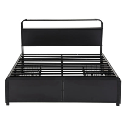 Artiss Queen Metal Bed Frame 4 Drawers Hidden Storage Headboard HEDY - Image 4