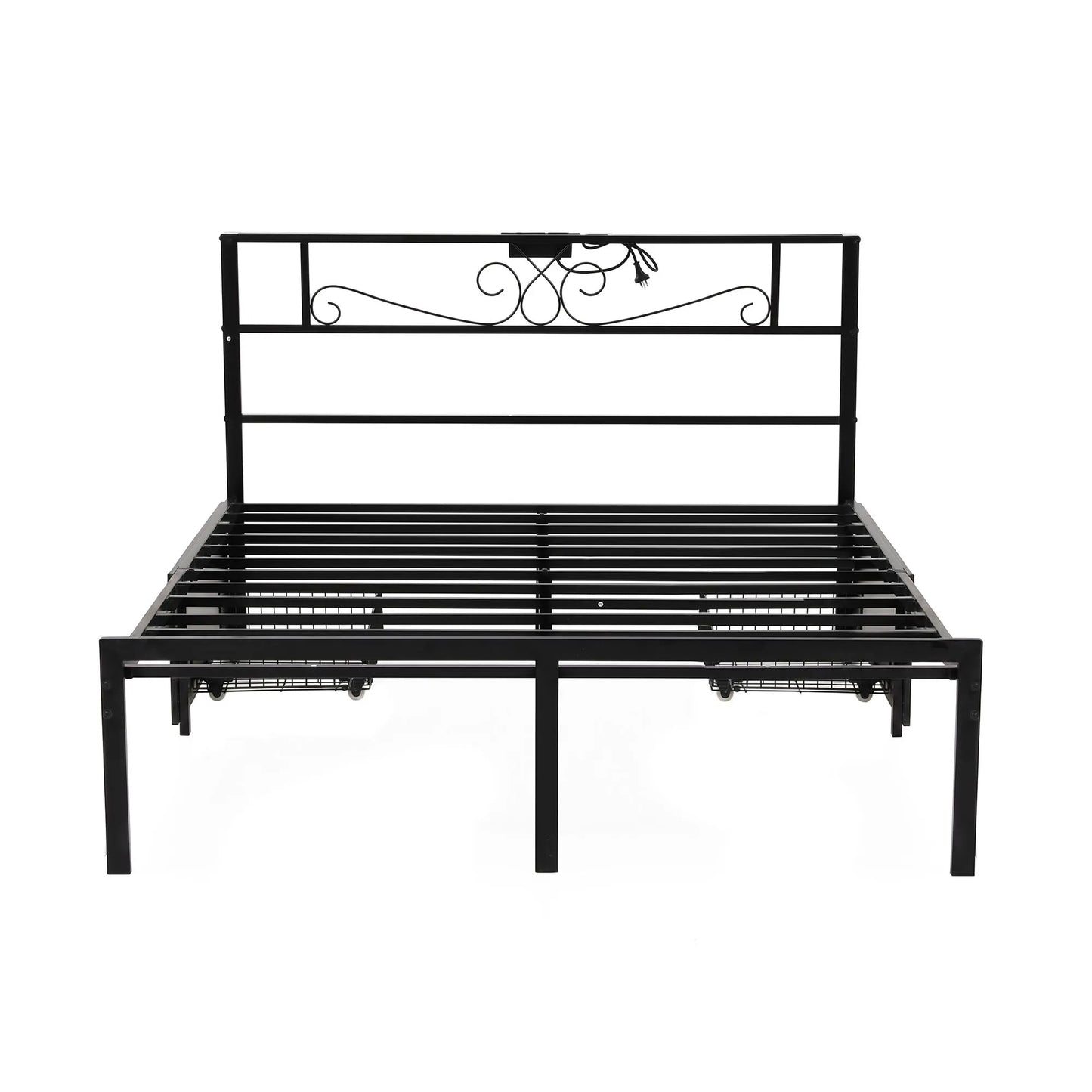 Artiss Double Bed Frame with Charging Station & Storage Drawers Metal - Image 4