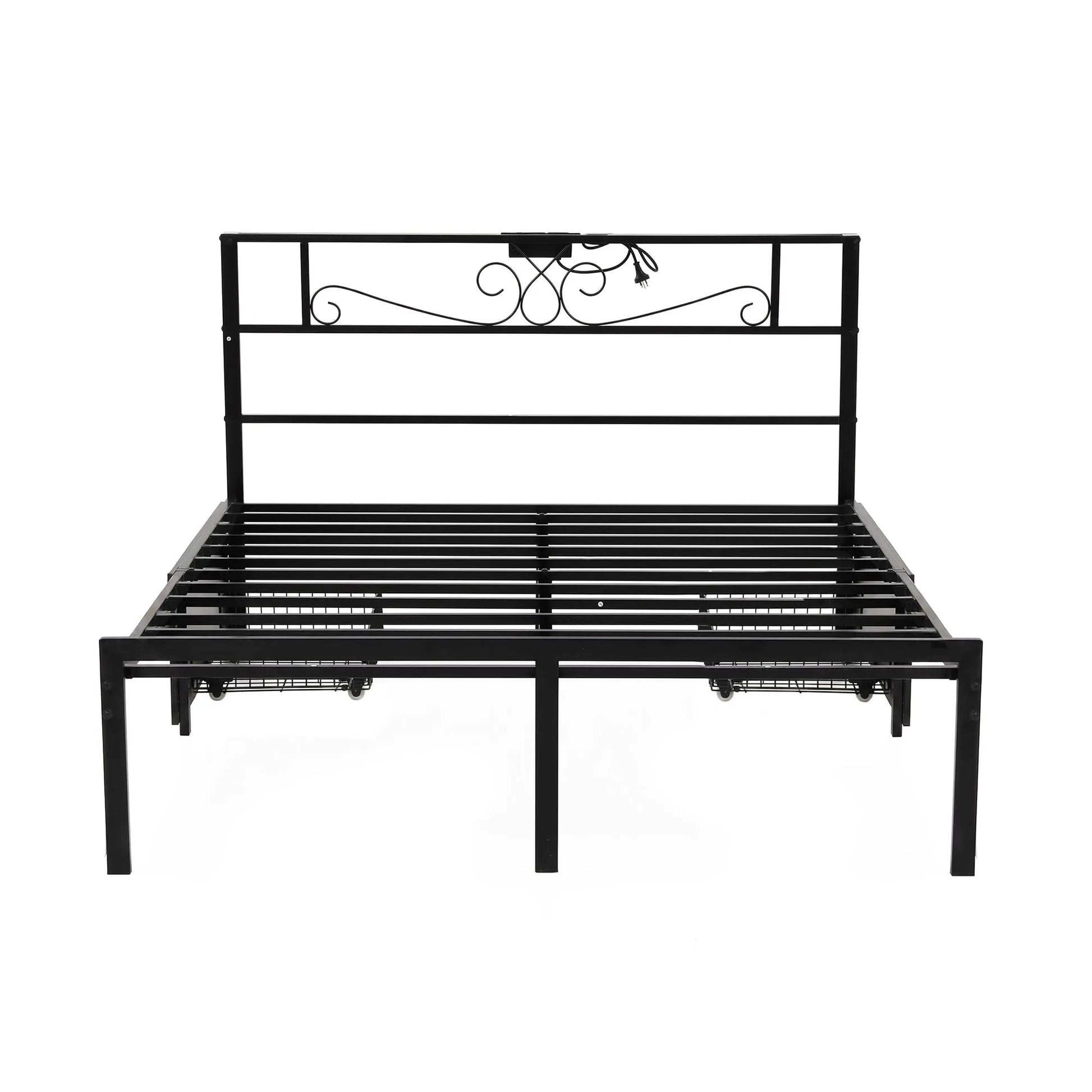 Artiss Double Bed Frame with Charging Station & Storage Drawers Metal - Image 4