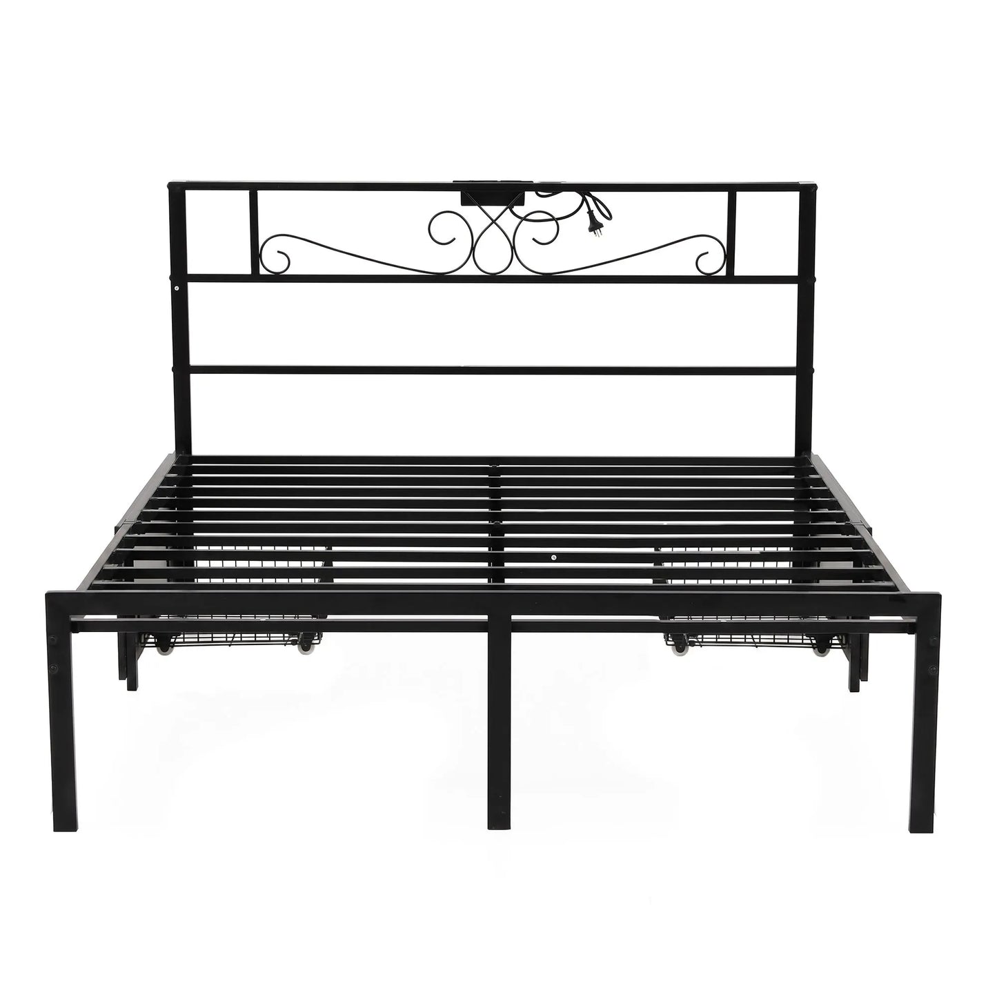 Artiss Queen Bed Frame with Charging Station & Storage Drawers Metal - Image 4